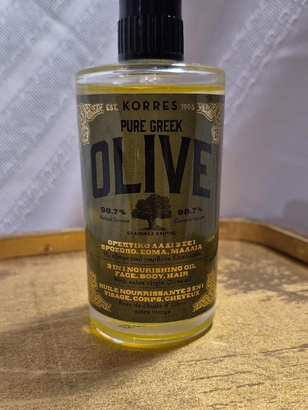 New Korres Pure Greek Olive 3-in-1 Nourishing Oil For Face Body Hair 3.38oz
